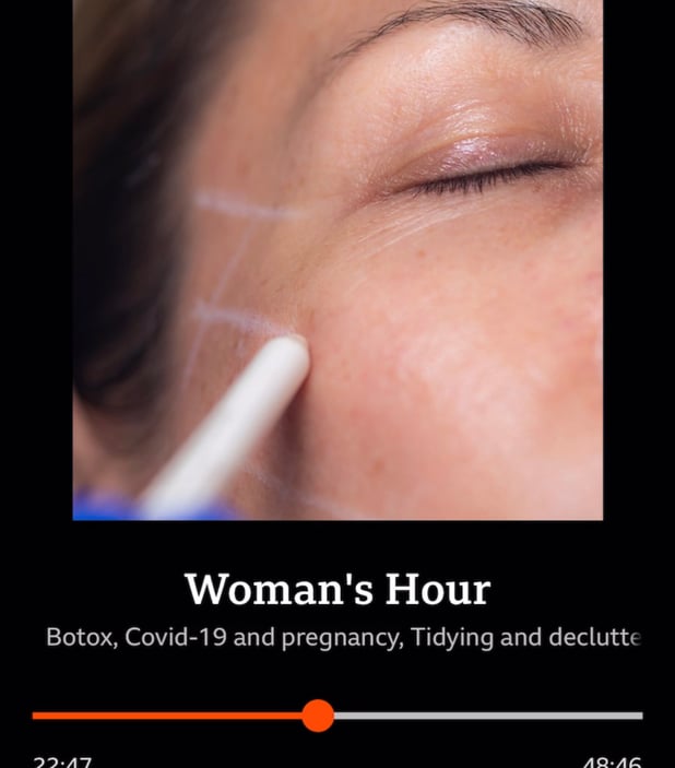 image of screen grab from Woman's Hour podcast about Botox 